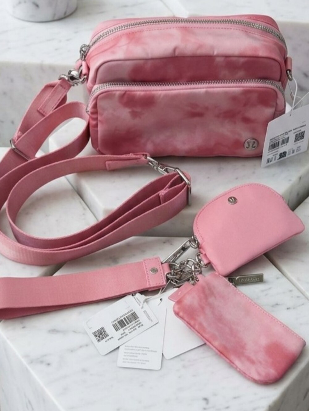 Lululemon Everywhere Crossbody + Dual Pouch Smoothie Strawberry Candy Pink SET